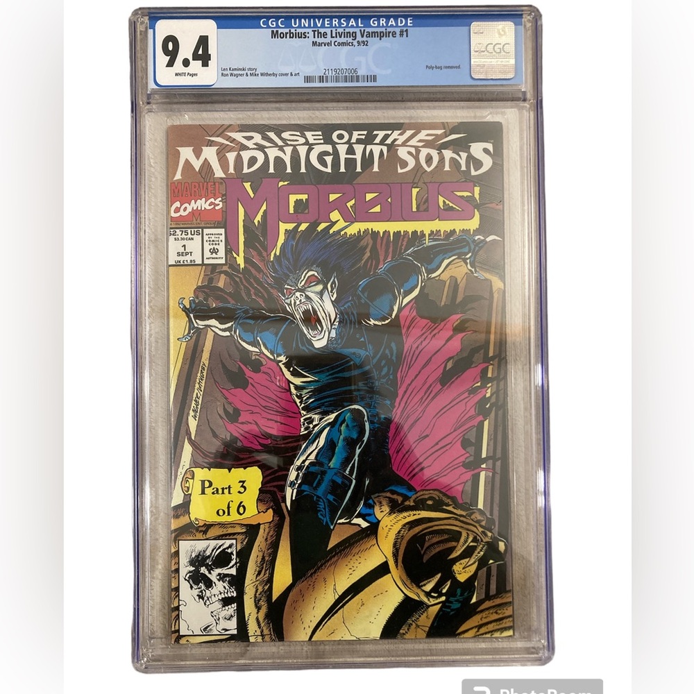 Morbius #1 CGC 9.4 White Pages